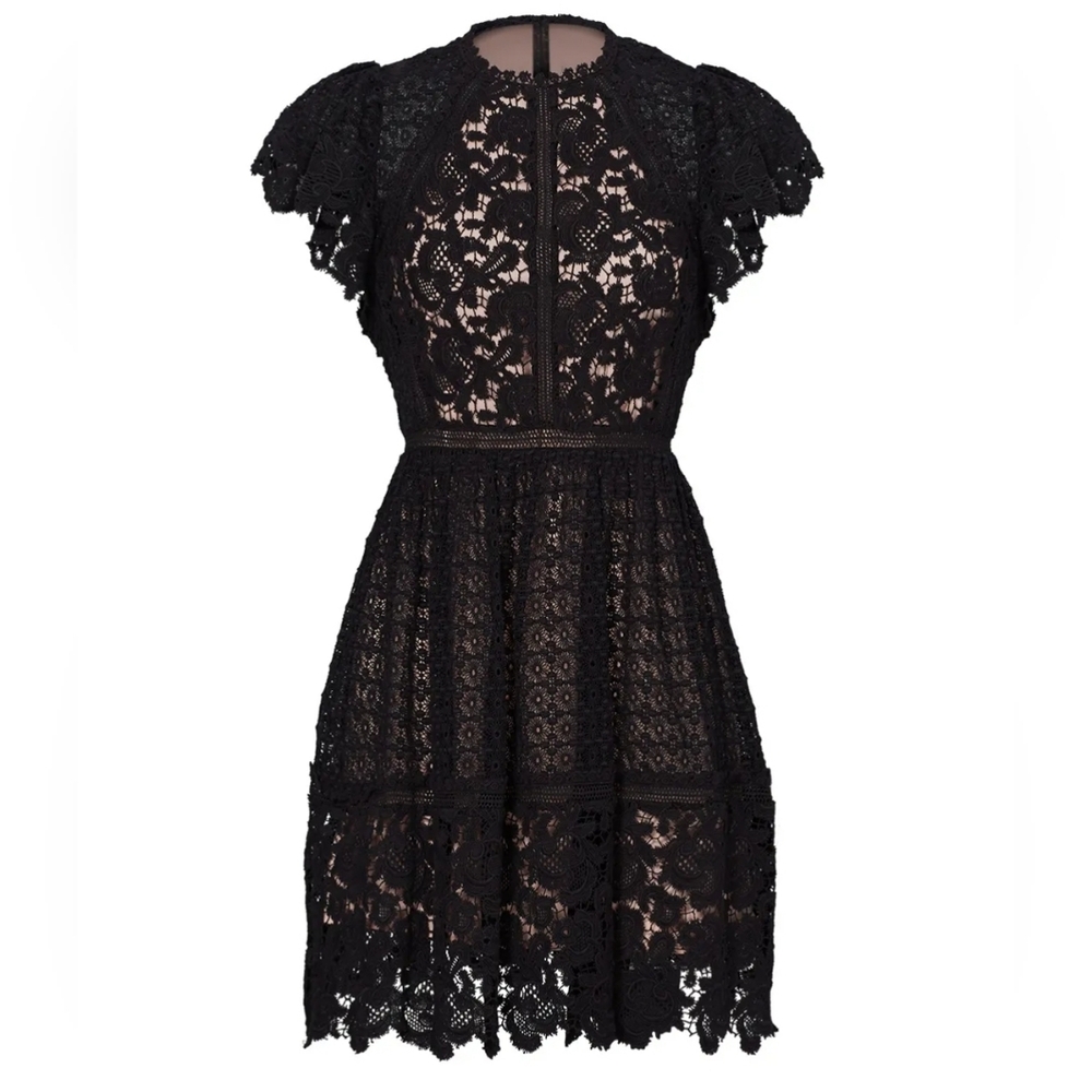 Rebecca Taylor Lace Mix Dress In Black - Size 2 NWT
